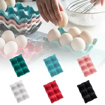 

Ceramic 6 Grill Egg Tray Box Home Kitchen Refrigerator Fresh Egg Storage Box Cooking Tableware Baking kitchen Egg Storage