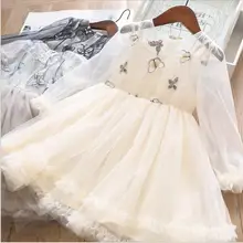 Платье с бабочками для девочек; Новинка г.; Детские вечерние платья; детское платье с длинными рукавами; модная высококачественная одежда для девочек; 5 шт/лот