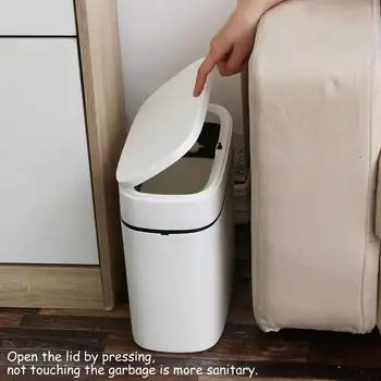 

Double Slots Waste Bin 12L/14L Lid Press Type Rubbish Bin For Kitchen Bathroom Trash Can with Toilet Brush Home Cleaning Tools