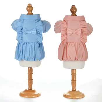 

Cotton Dog Dress With Bow Knot Dog Clothes Pet Dogs Girls Warm Two-leg Costume Dog Dresses For Autumn Winter Dog Clothes