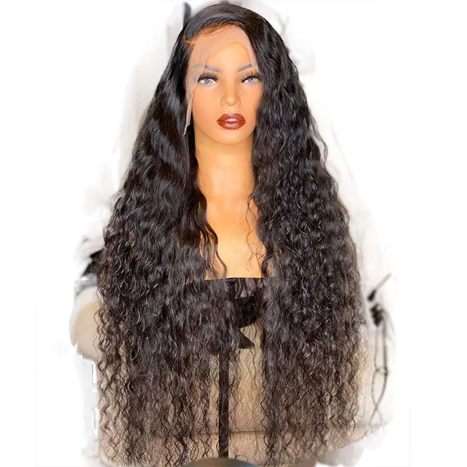 Human Hair Full Lace Water Wave Wigs for Black Women 150 Density Pre Plcuked Brazilian Full Lace Remy Hair Wigs Middle Ratio