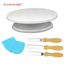 7 шт./компл. Пластик торт проигрыватель вращающийся торт Пластик миксер для теста Ножи украшения 10 дюймов крем подставка для пирожных торт поворотный стол