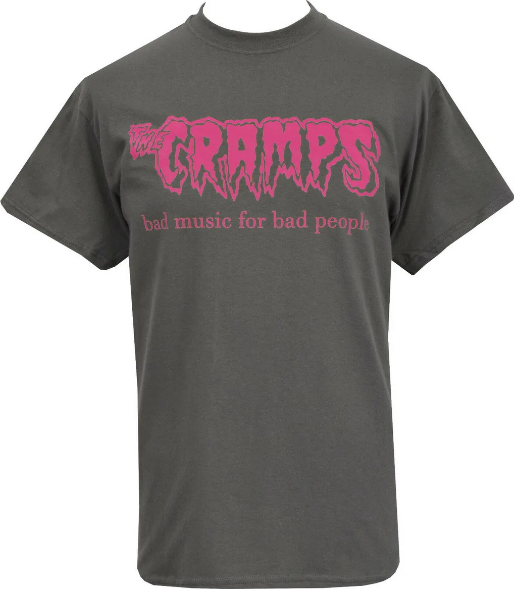 THE CRAMPS MENS GREY T Shirt BAD MUSIC 