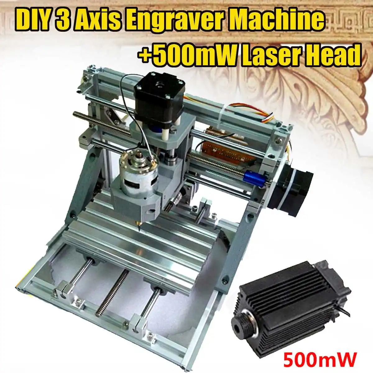 

Mini 3 Laser Engraving Engraver Machine DC 12V DIY Desktop Wood Cutter/Printer/Power Adjustable+500MW Laser Head