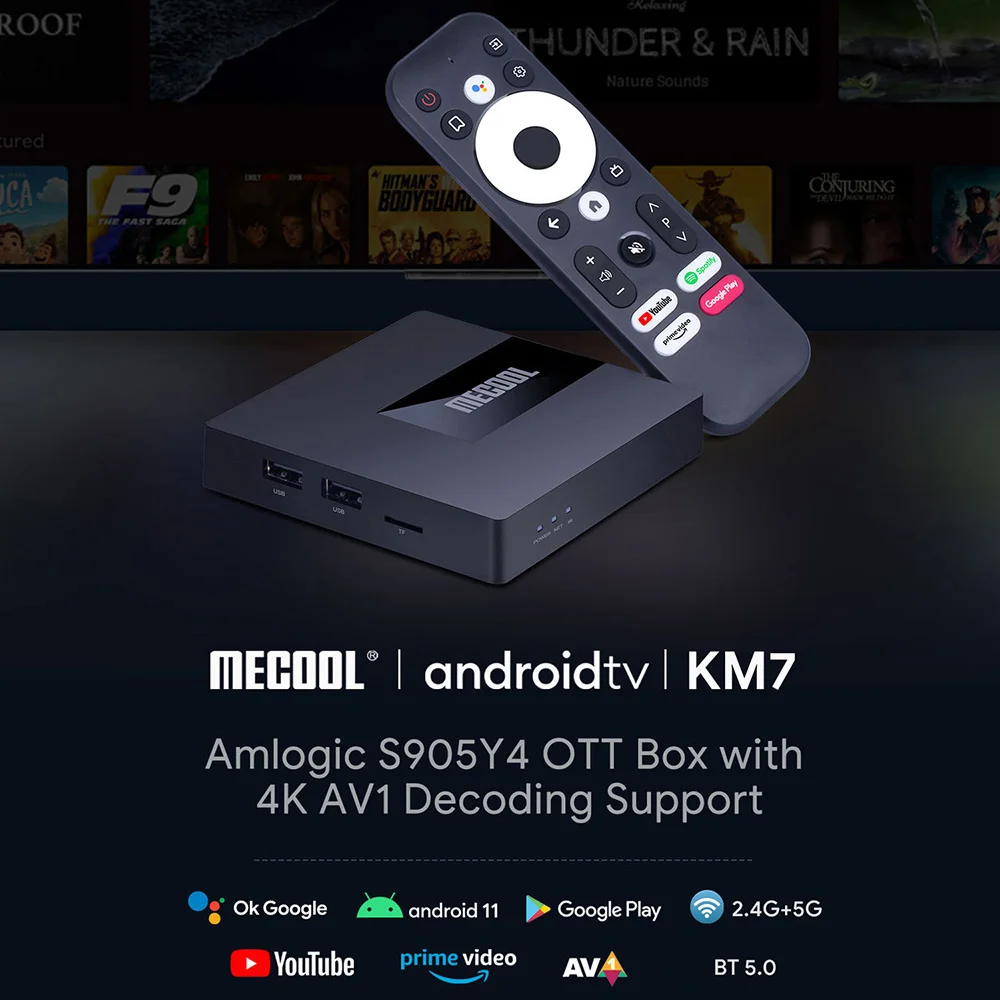 Caixa de tv Google Certificou Android Mecool Km7 Atv 4gb 64gb Amlogic S905y4 Ddr4 Androidtv 11 Wifi Duplo 4k Netflix Conjunto Caixa Superior 11.0 - Image 5