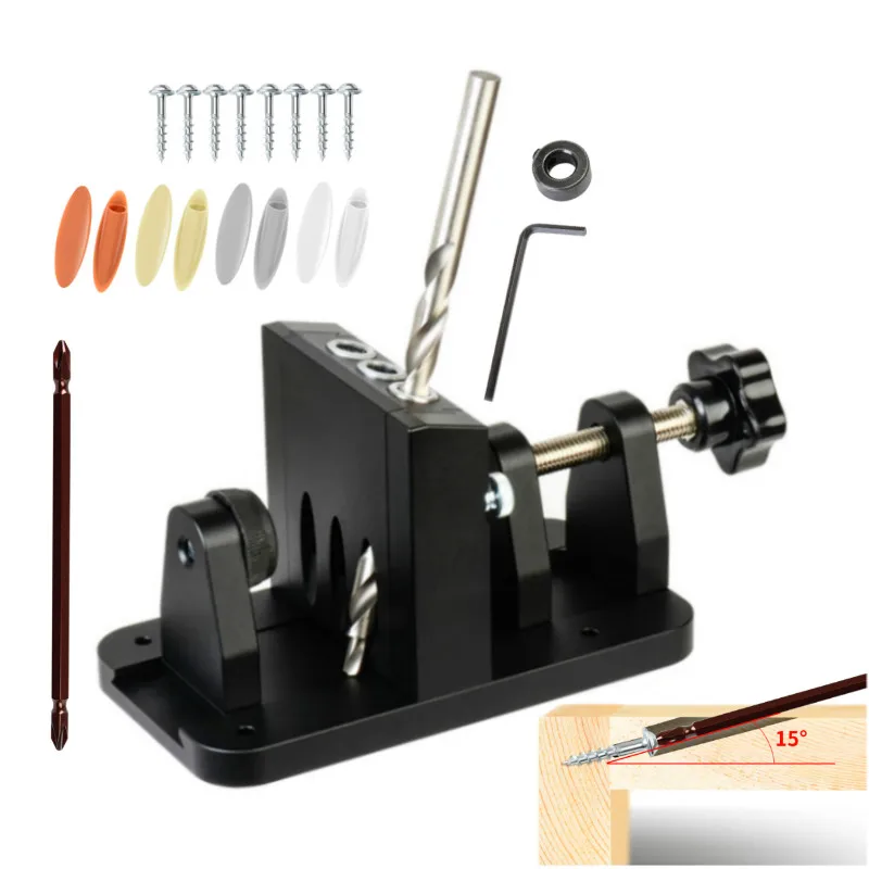 Wood Pocket Hole Jig System 15 Degree Oblique Hole Locator Woodworking