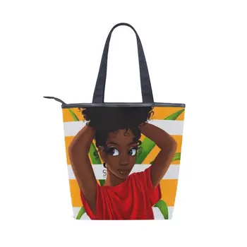 

ALAZA Shopper Bags for Women 2020 Shoulder Bag Reusable Shopping Bags Afro Girls Black Women Casual Tote Female beach Handbag