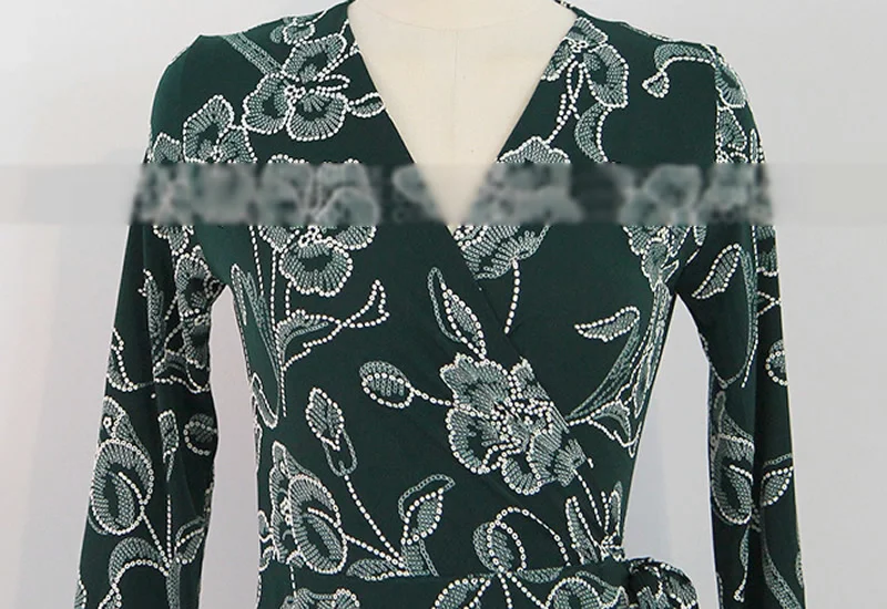 Осеннее винтажное платье с v-образным вырезом и поясом Vestidos, повседневное Свободное длинное платье макси с принтом