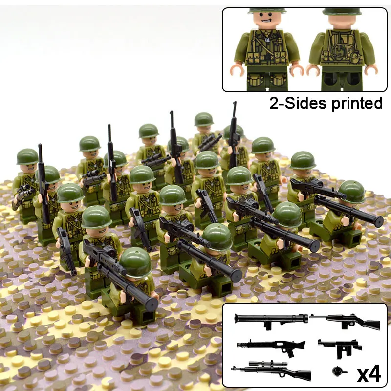 20 шт./лот, WW2, военные фигурки, военные фигурки, строительные блоки, кирпичи, игрушки для мальчиков - Цвет: US Troop