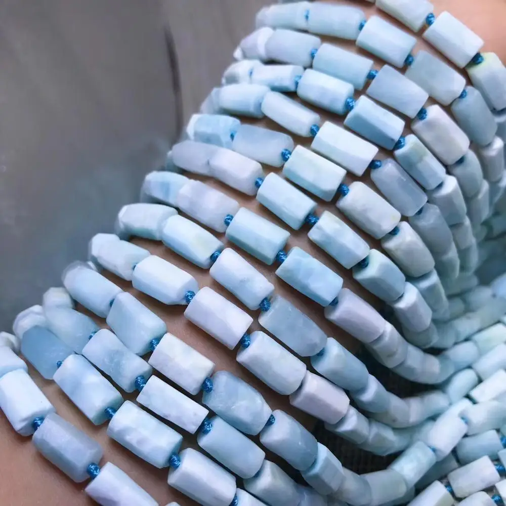 Россыпью граненый столб bue Larimar 6*10 мм 1" для рукоделия ювелирных изделий FPPJ бусины натуральный драгоценный камень