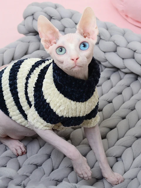 髪のない猫のセーター秋と冬の暖かい猫の服スフィンクスデボンペット手作りのセーター Cat Clothing Aliexpress