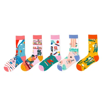 

Colorful Sock for Woman High Adult Kawaii Ladies Soft Sox Cartoon Picture Socks Cotton Spring Autumn Female Trendy Calcetines