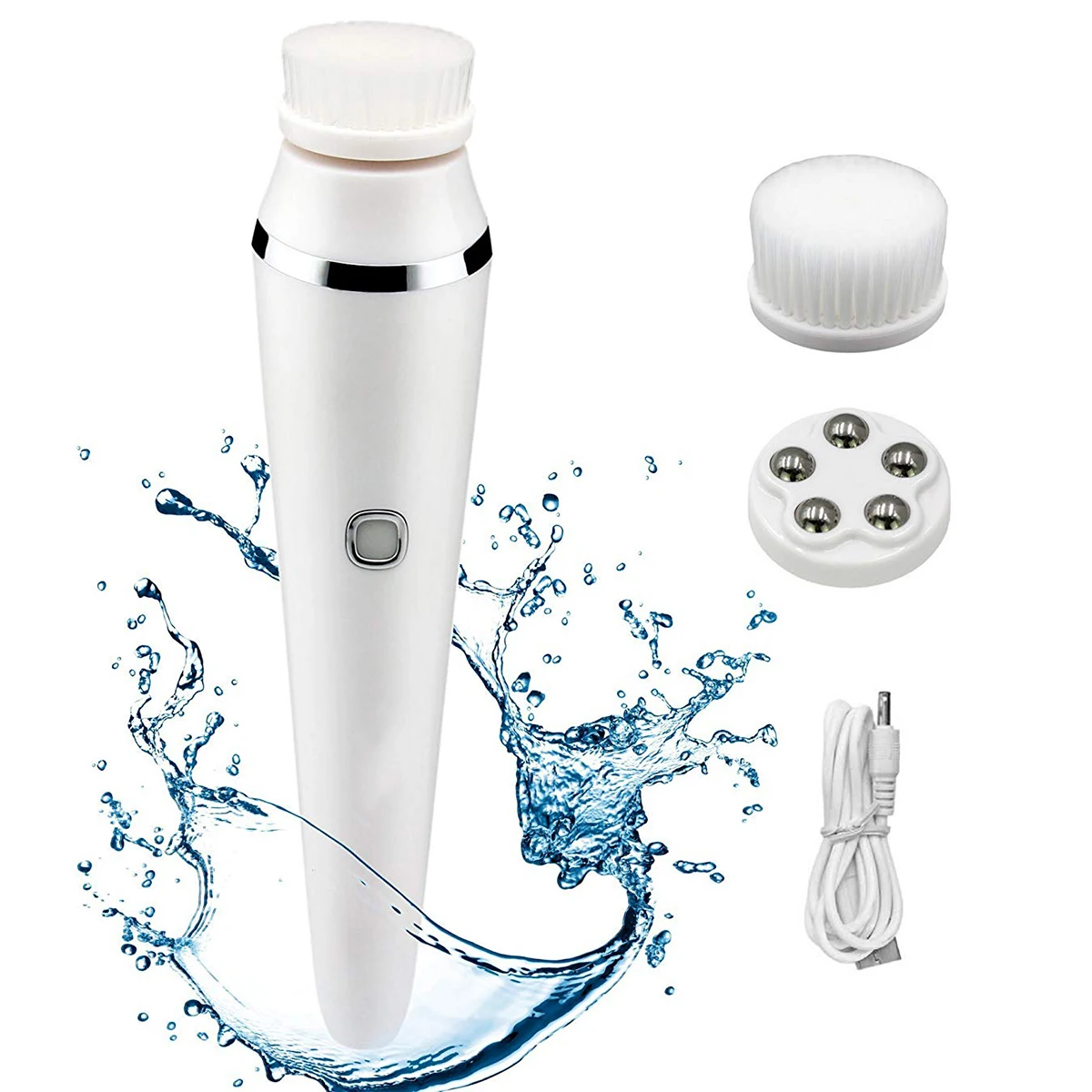 3-in-1 USB Rechargeable Waterproof Facial Cleansing Brush for Deep Pore Face Cleaning Scrubbing Device Face Massage Care Brushes