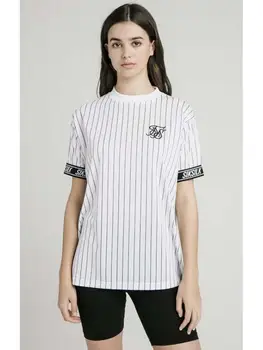 

SikSilk Oversized Baseball Tee – White Woman T-Shirt