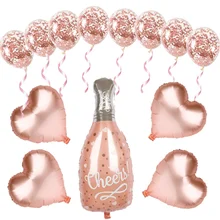 Розовое золото бутылки алюминиевой фольги воздушный шар посылка 18-дюймовый сердце блестками Латекс День рождения украшения алюминиевой фольги воздушный шар