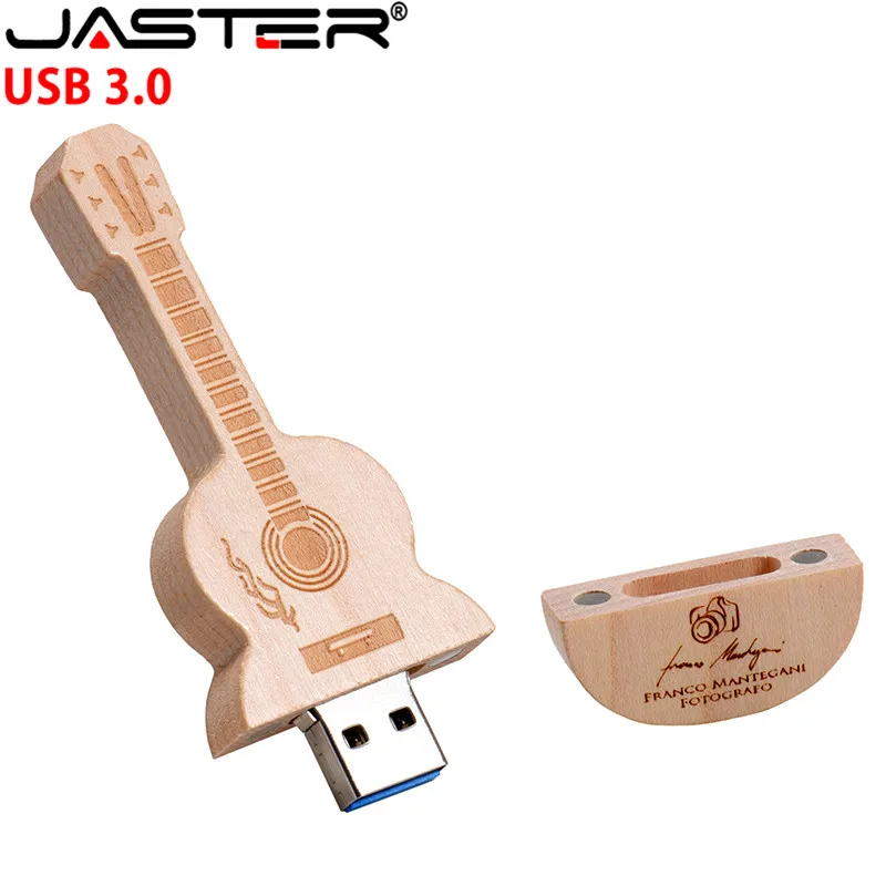 Jaster логотип пользовательские деревянные Флешка в виде гитары Гитарный USB 2,0 flash memory stick 4 GB/8 GB/16 GB/32 GB/64 GB Подарочный металлический брелок для ключей