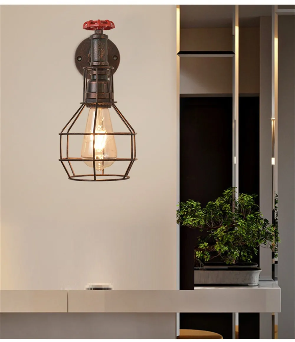 Industrial Water Pipe Light Vintage LED Wall Lamp Loft Edison Sconce Wall Lights Rust Iron Home Decor Lighting Retro Luminaire (9)