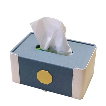 

Cover Napkin Holder Square Tissue Box Container Leather Creative Storage Tissue Boxes Paper Papel Tisu Kitchen Items BW50ZJ