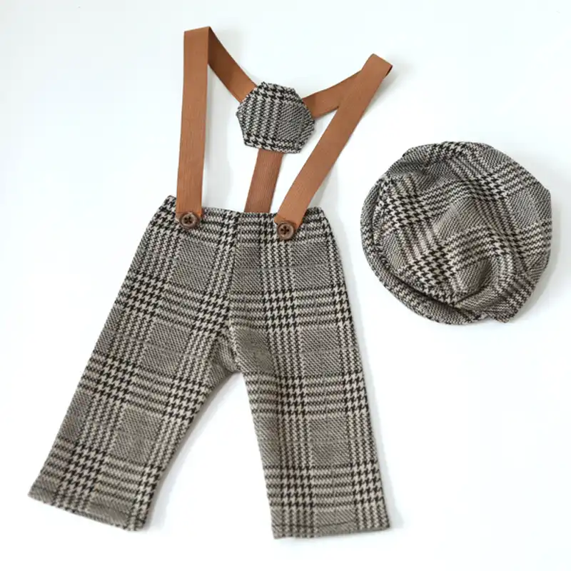 Suspender Plaid Pant Set Newborn Trousers And Hat Little Boy Outfit Flat Cap Black Plaid Brown Plaid Newborn Photo Props Baby Boy Photo Prop Clothing Sets Baby Boys Clothing Ugaurbanag Com