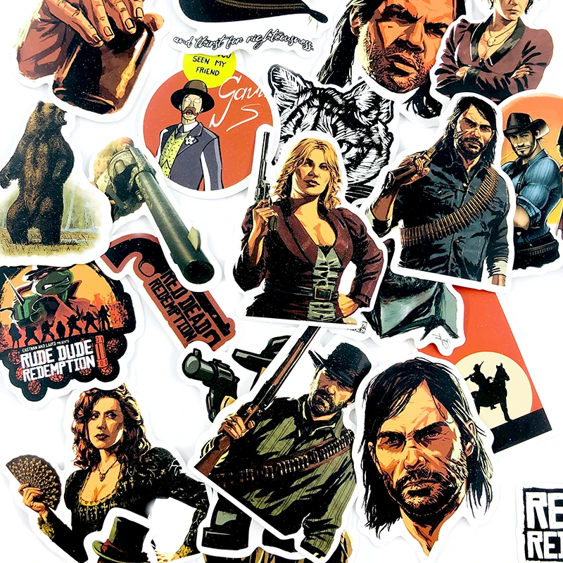 50 шт. консольная игра красные изображения из фильма «Red Dead Redemption» 2 наклейки Скрапбукинг для скейтборда гитары багаж двигатель цикл