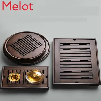

Small-sized Household Wooden Kitchen Trays Simple Easy Convenient Storage Ebony Round Water Storage Tea Tray
