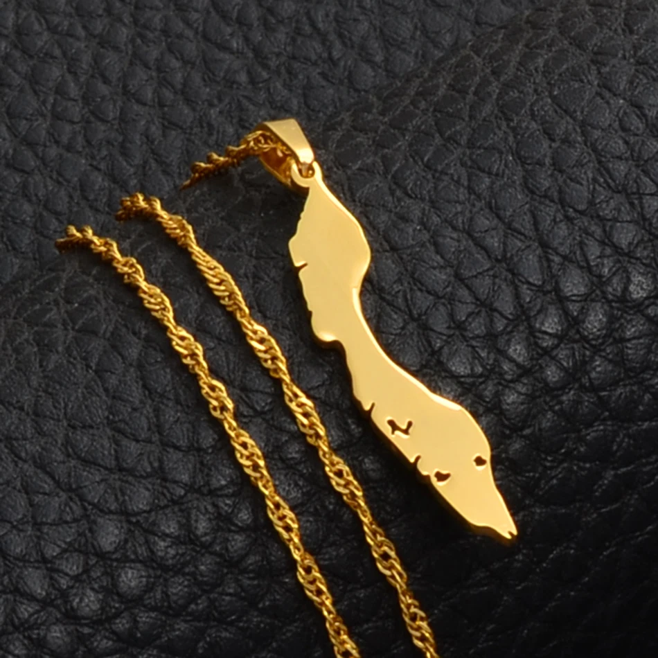 Anniyo Curacao Isles карта ожерелья с подвесками золотой цвет ювелирные карты подарок#018921