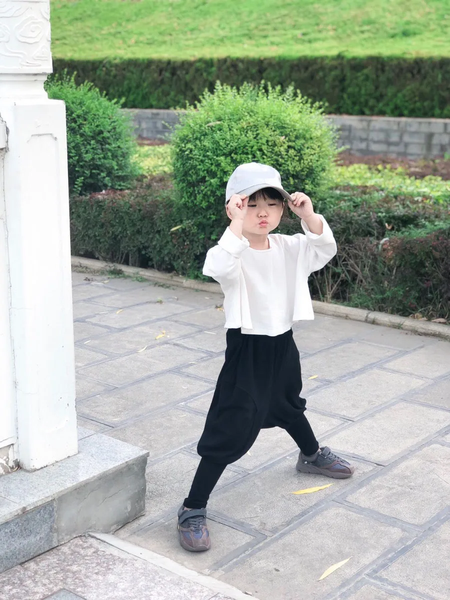Boys Harem Pants Kids Autumn Spring Clothes solid children pants for baby Girls Trousers size80~130 toddlers black solid