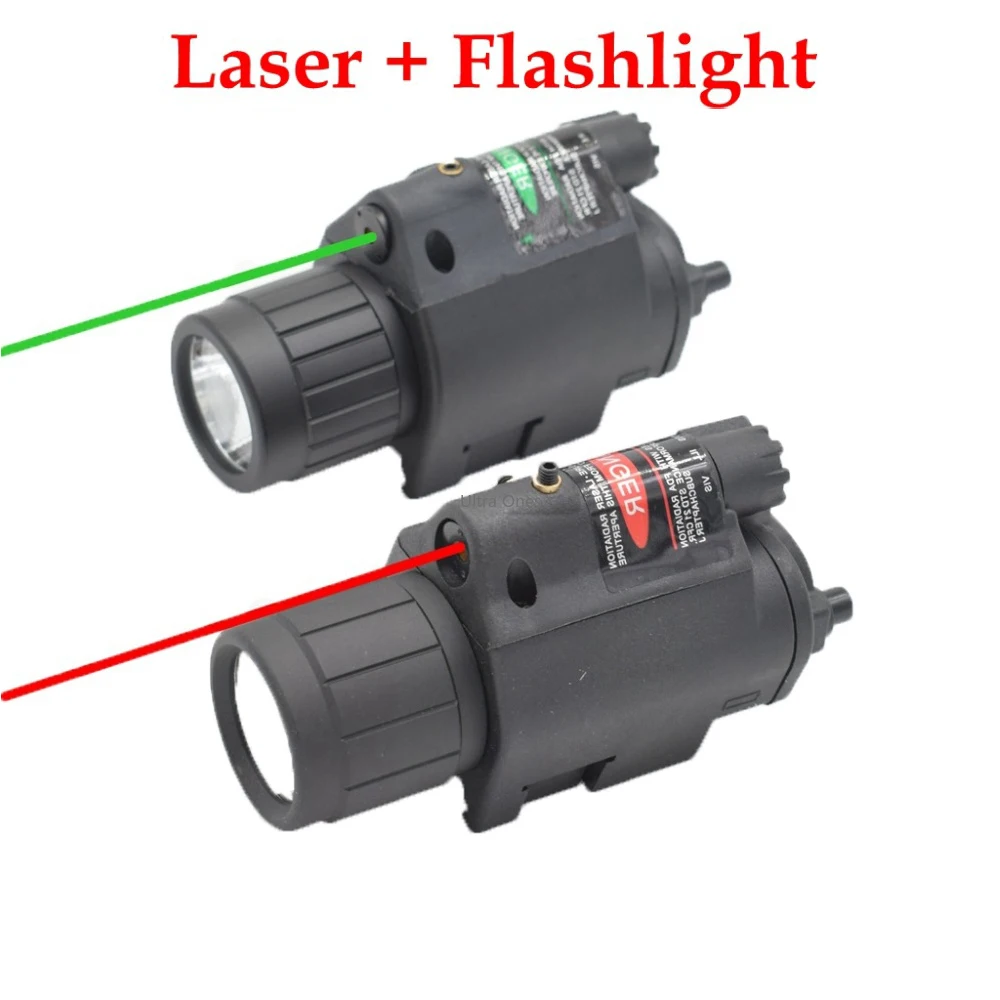 Tactical Hunting Cs LED Flashlight + Laser Sight for 20mm Rail Glock Beretta Airsoft Paintball Army Combat Pistol Gun Lights-0
