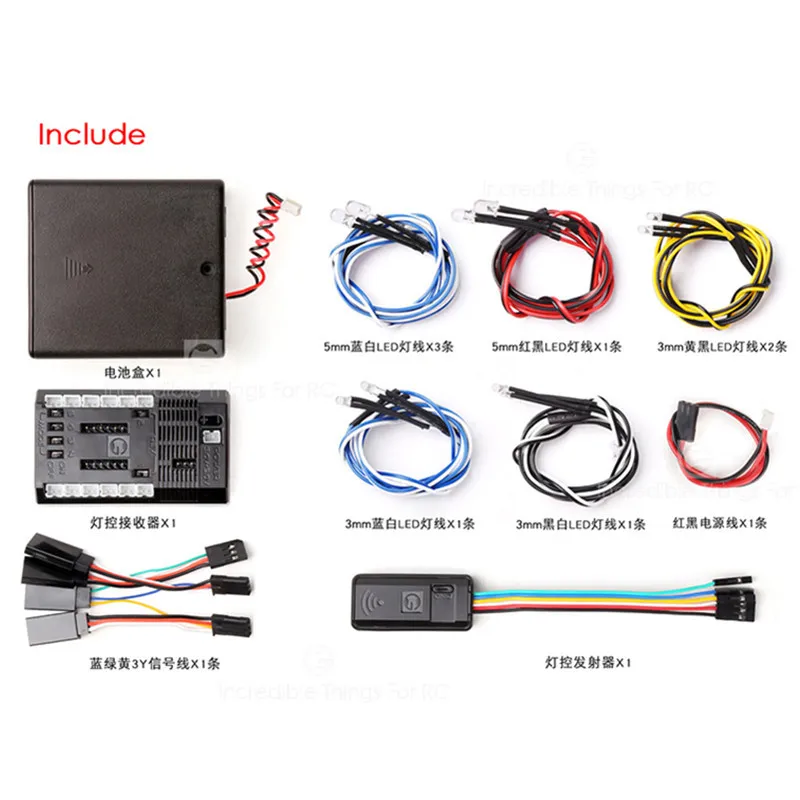 

GRC 4-channel Wireless Linkage Light Unit Light Controller Remote Model Climbing Car Drift Universal Straw Hat Light Unit