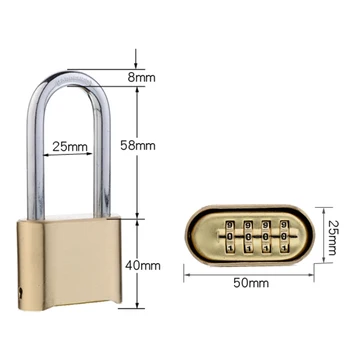

Brass Large Extended Warehouse Gate Logistics Password Lock Bottom Wheel Padlock D5071
