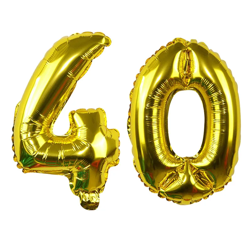gold 40 balloon 32 дюймов 5 цветов воздушный шар баннер 18 21 30 40 50 60 день рождения украшение для взрослых день рождения письмо номер Фольга Воздушный шар Globos мяч - Цвет: gold 40 balloon