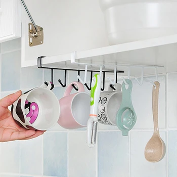 

New Kitchen Storage Rack Cupboard Hanging Hook Shelf Storage Shelf Bathroom Organizer Holder Black