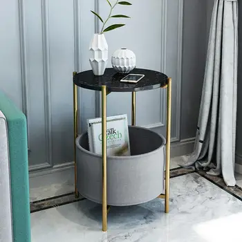 

Nordic Light Luxury Marble Side Round Corner Few Simple Post-modern Living Room Sofa Small Tea Table Mini Bedside Table