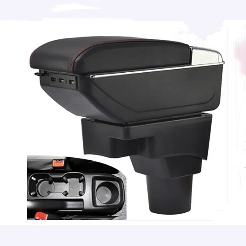 Dual Layer Leather Armrest For Chevrolet Sonic / Aveo / Holden Barina 2012- Center Console Arm Rest Storage Box Accessories