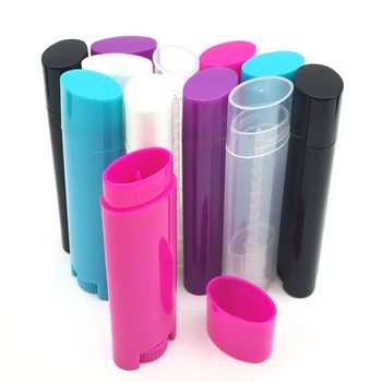 

100Pcs 4.5g Empty Lip Balm Tubes Lipstick Containers DIY Cosmetic Tube Oval Flat 0.15oz Bottle