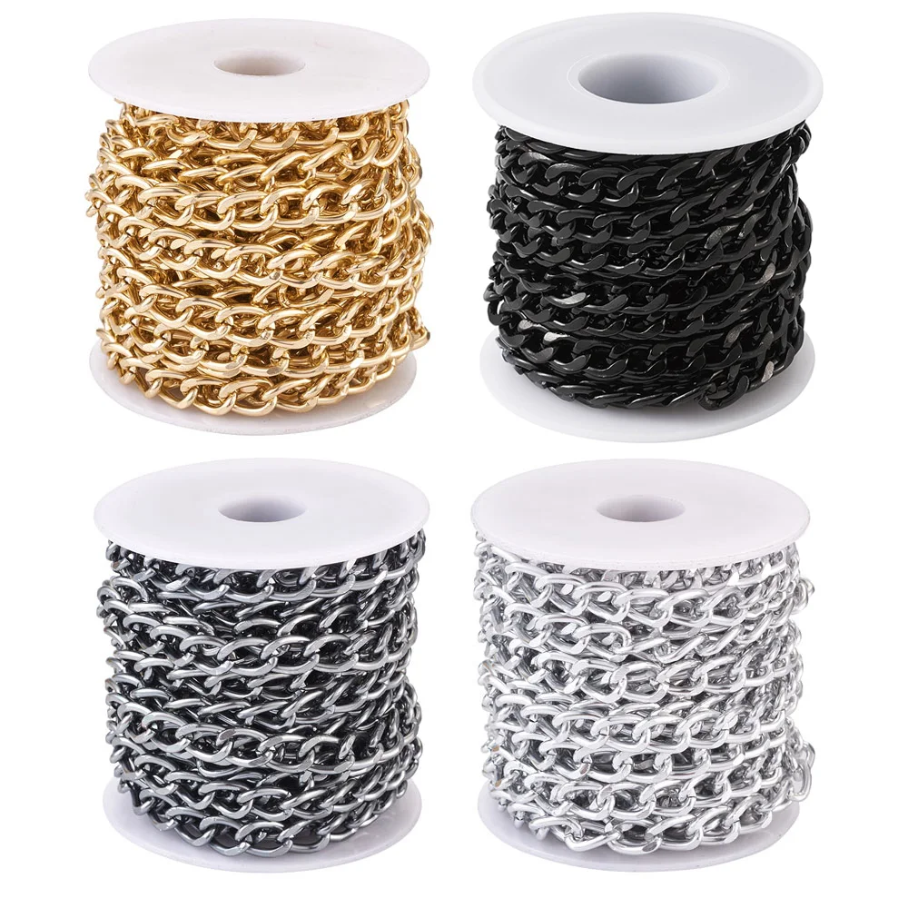 5m Metal Black Chain roll Aluminum Curb Chains Unwelded Twisted Link Chain for Bracelet Necklace Chain Jewelry Making with Spool 1meter 3mm 4mm figaro link chain classic curb necklace bracelet anklet chains for jewelry making