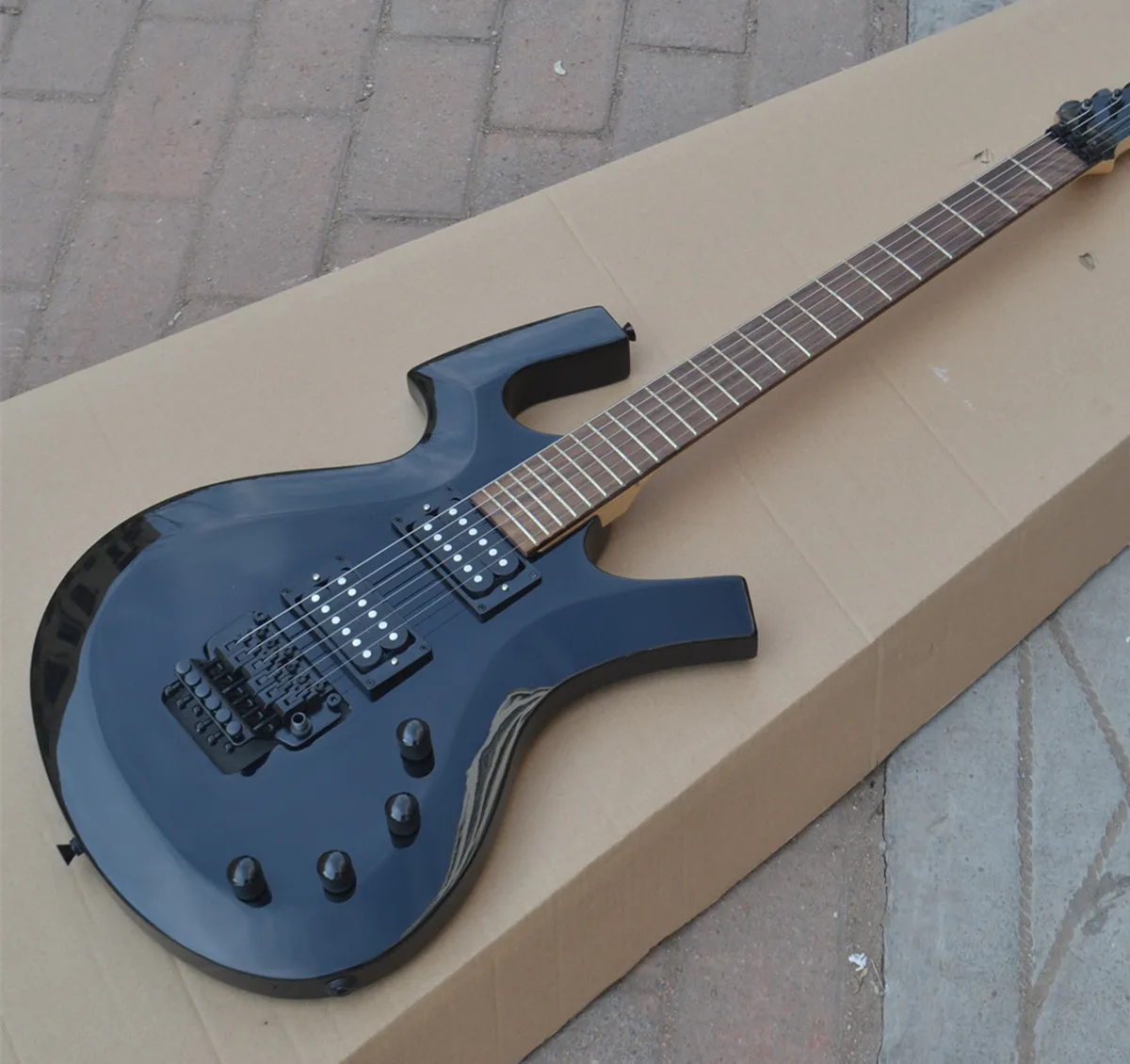 Black Special Shaped Electric Guitar,Mahogany Body&Maple Neck Rosewood Fingerboard Double Wave BJ-140 Black Special Shaped Electric Guitar,Mahogany Body&Maple Neck Rosewood Fingerboard Double Wave BJ-140