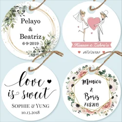 Custom Wedding Tags, Labels, Candy Favors Tags, Birthday, Your Photo, Logo, Personalized, 100 Pieces, Round