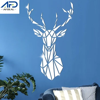 

3D Mirror Wall Stickers Decorative Deer Head Acrylic Wall Mirror Stickers for TV Background Living Room Home Decoration