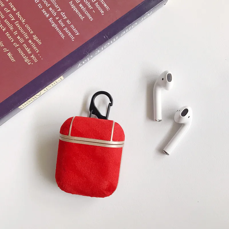 Фланелевый кожаный чехол для Airpods 1 2 Bluetooth беспроводные наушники винтажный кожаный чехол для гарнитуры для Airpods1 2 Чехол для зарядного устройства - Цвет: Red