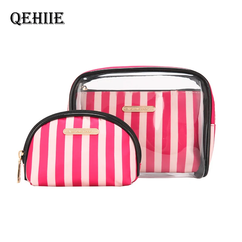 

2019 New Transparent Cosmetic Bag Travel Toiletry Bag Set Make-up Organizer Pouch Makeup Case Beautician Necessaire Trip 3pcs