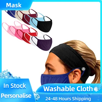 

1pc Mouth Masks Dust Proof hairband And 10PCS Dust Color Cloth Mask Set For Man And Women Facemask Mouth Cover Mascarilla