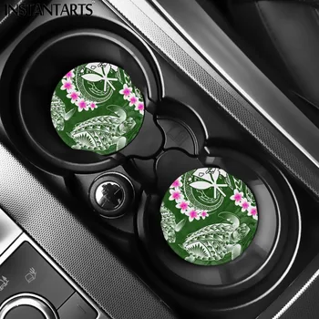 

INSTANTARTS Traditional Polynesian Sea Turtles Prints Cupholder Coasters Mat Fashion Car Cup Holder Coaster Easy Removal Coaster