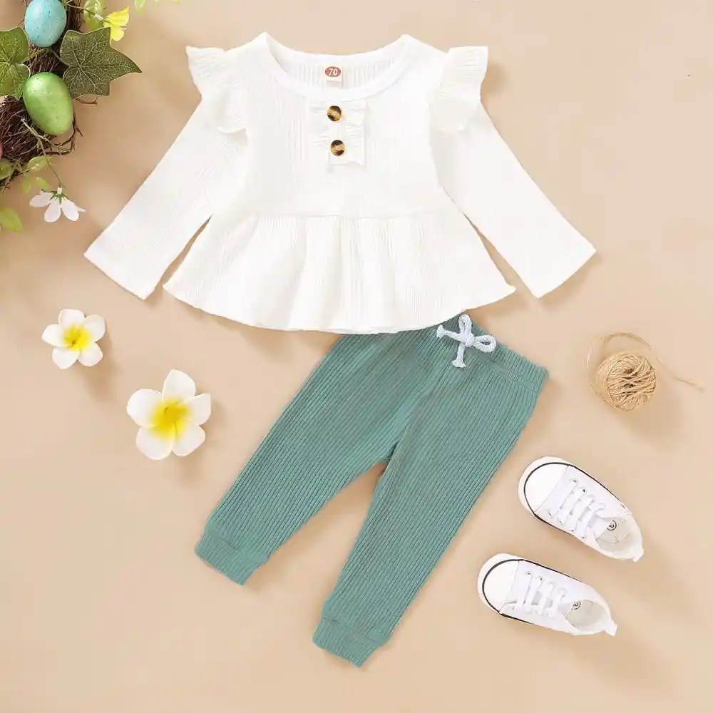 女の子の冬服送料無料女の子0 3ヶ月固体絞り染めフリル長袖トップ ひまわりパンツベビーパジャマセット 服セット Aliexpress