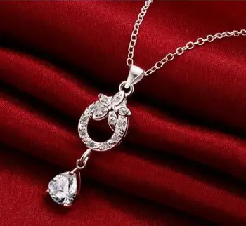 

YPD29 925 Silver Fashion Pendant Necklace Crystal Jewelry Zircon Necklace