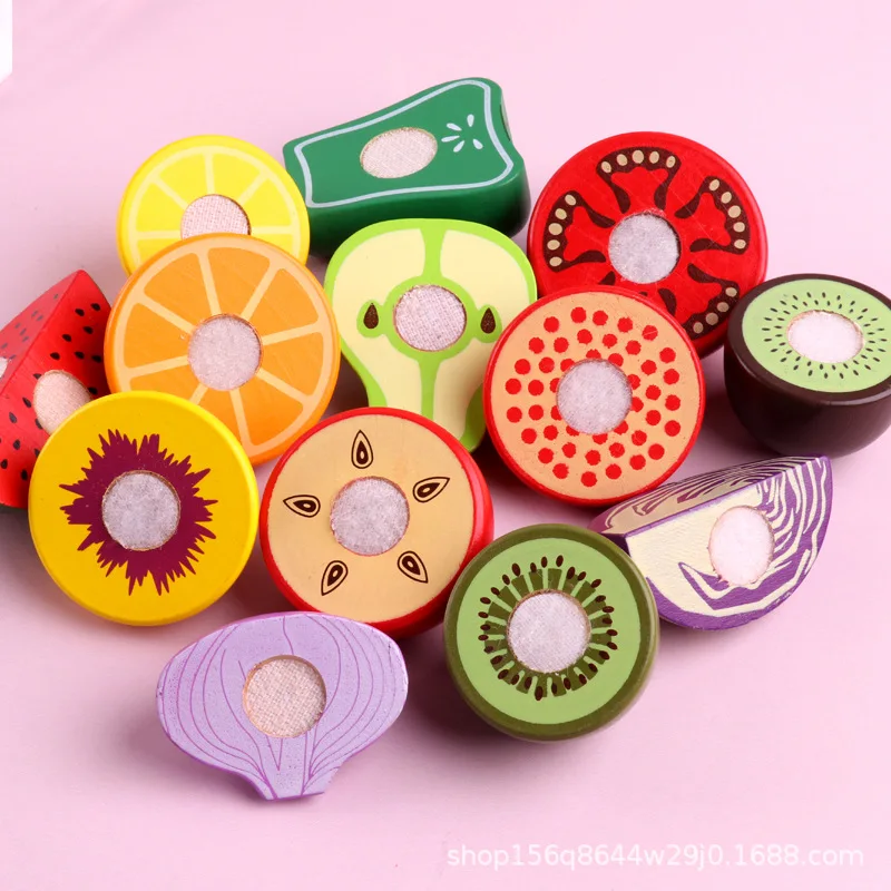 Cut Fruit Educational Toy Wooden Velcro& Vegetable Fruit Cut Children Play House Kitchen Toy Single