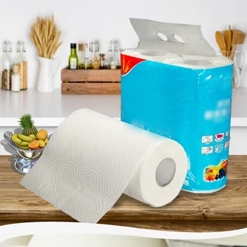 

2 Rolls/Bag Double Layer Kitchen Roll Paper Oil-Absorbing Roll Paper 200x210mm Kitchen Cleaning Paper Home Disposable Tissue