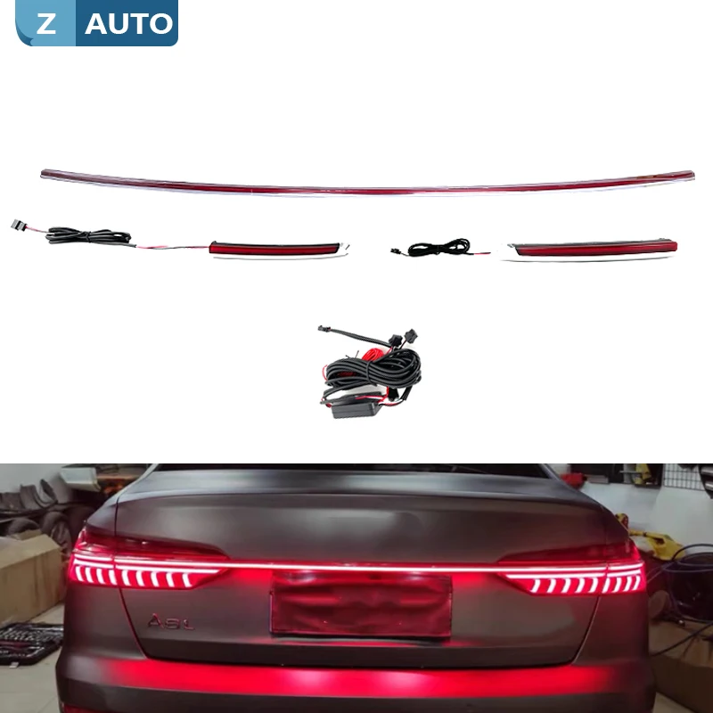 

For Audi A6L 2019-2021 Through Taillights with Chrome-Plated Strips Dynamic Flow Water Modified Decoration Upgrade taillight