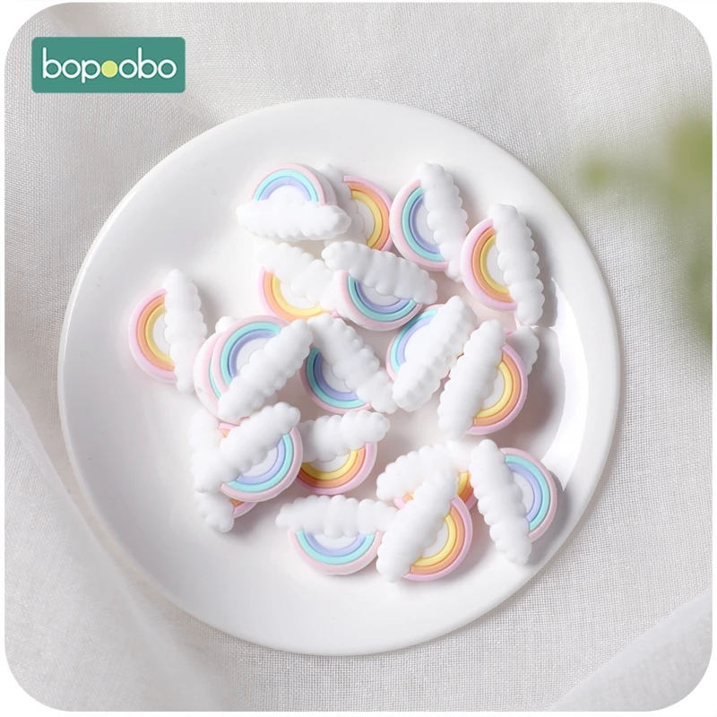 5pc Silicone Beads Tiny Rod Rodent Food Grade Baby Teether Rainbow Mini Cloud DIY Pacifier Chain Nursing Bracelet Baby Product