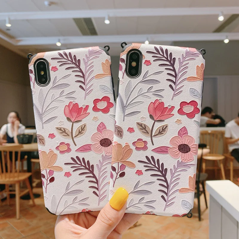 Цветы Мягкий TPU чехол сo шнуром Цепочки и ожерелья плечевой шейный ремень для Xiaomi mi 6 6X8 9 SE играть CC9 CC9E A3 Lite Red mi Note 8 Plu